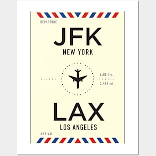 JFK to LAX Airport / New York to Los Angeles Posters and Art